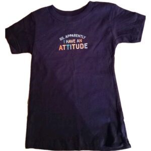 Girl's Sz 2T SS Graphic Tee "Attitude" Navy Top Handmade New